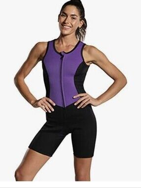 Kutting Weight SweatTec Purple & Black  Neoprene Zip-Front Sauna Suit Sz.L NWT